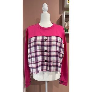 Fashion Nova Never Plaid Out Sweat-Shirt Size- 1X